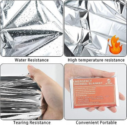 Emergency Mylar Thermal Blankets -Space Blanket Survival kit Camping Blanket (4-Pack)