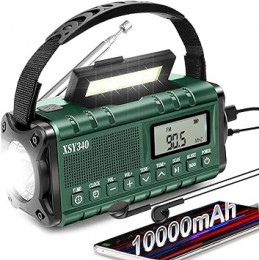 Auto NOAA Emergency Weather Radio, 10000mAh Solar Hand Crank Radio,Portable Battery Radio Operated LCD Display with AM FM